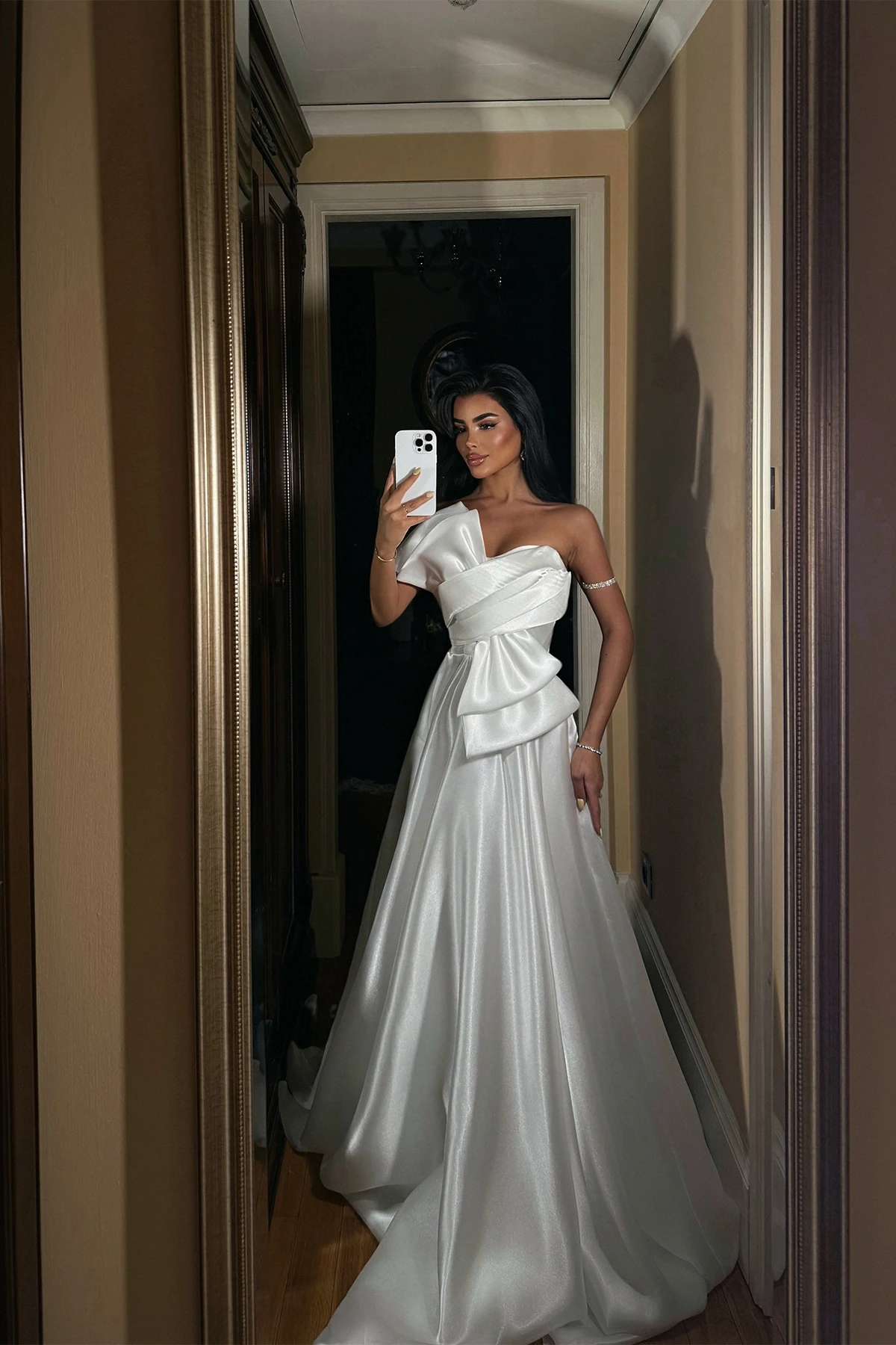 Picture of White Strapless Long Evening Dress