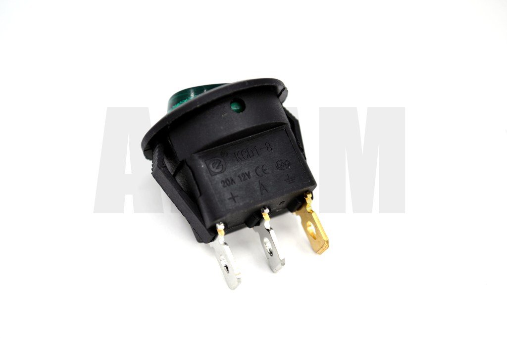 Picture of Yuvarlak Yeşil Camlı Elektrik Anahtarı 1-0 Işıklı Rocker 12V