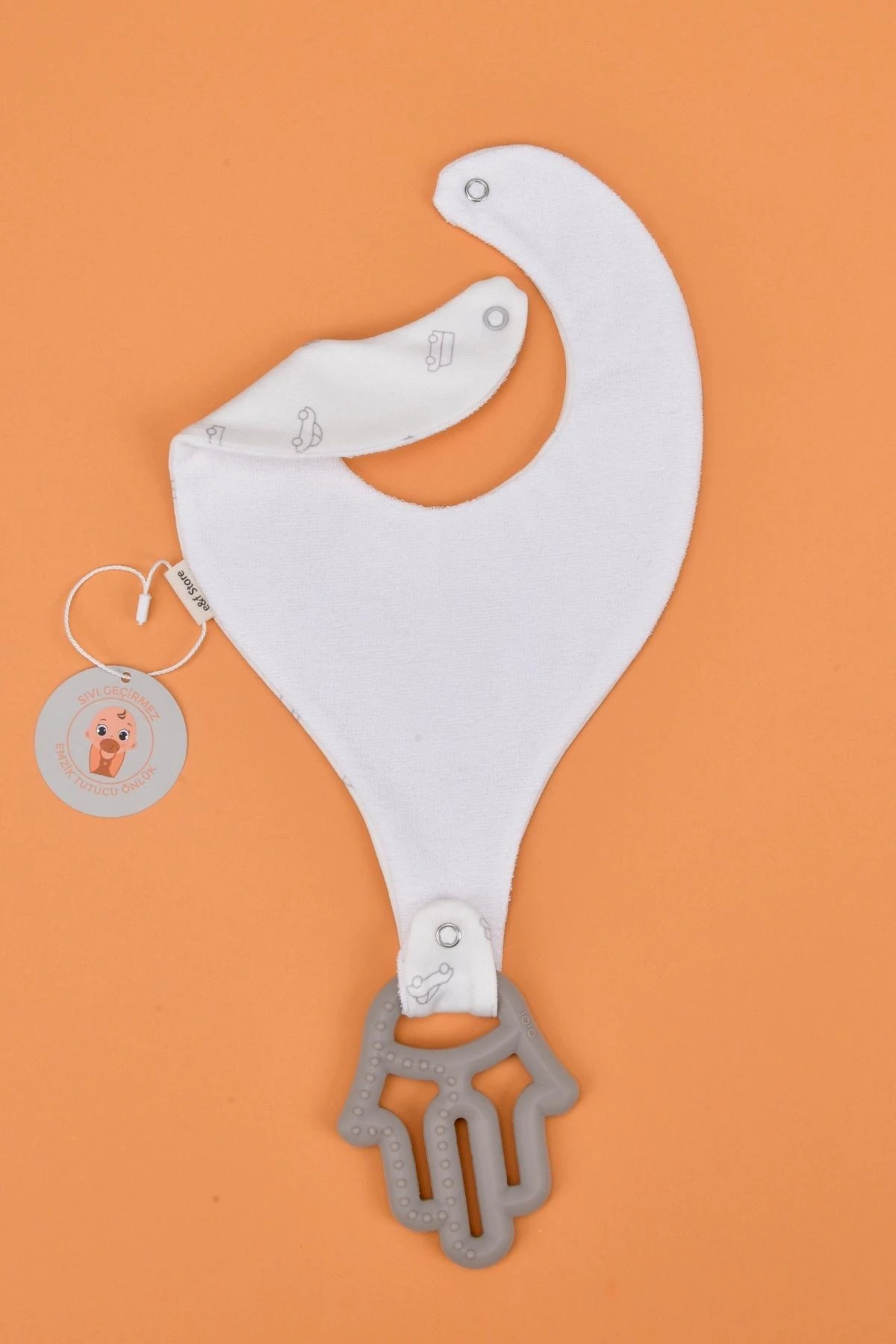 Picture of İkinci Şans - Erkek Bebek Sıvı Geçirmez Emzik Tutucu Mama Önlüğü Seti