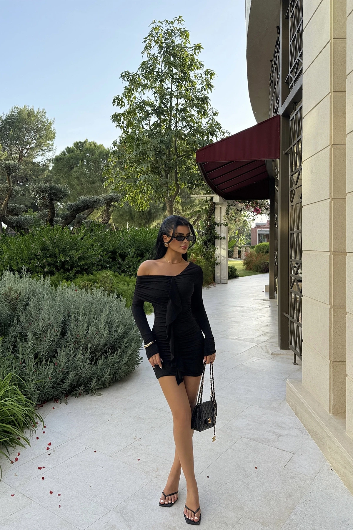 Picture of Black Ruffle Detail Mini Dress