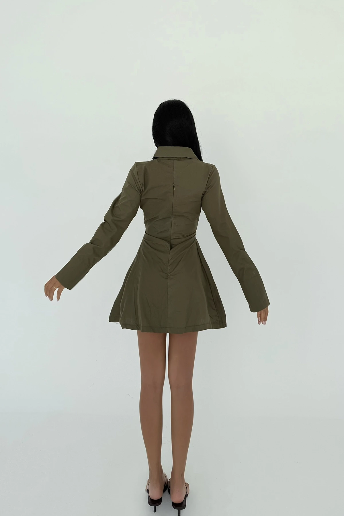 Picture of Khaki Herda Flared Dress