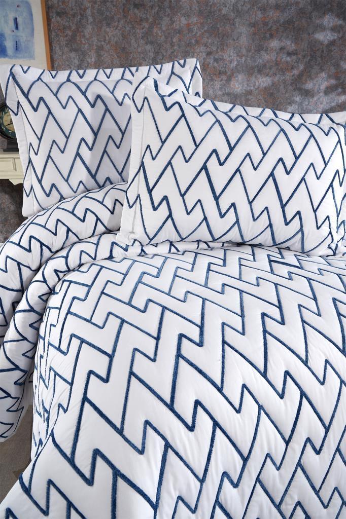 Picture of Maria Kapitoneli Çift Kişilik Yatak Örtüsü 230x240 Krem Mavi