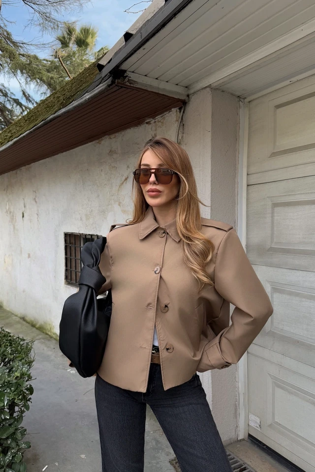 Picture of Tan Button Detail Jacket