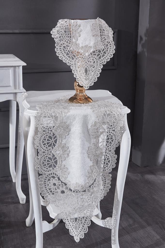 Picture of Fransız Güpürlü Kadife Luna Salon Takımı 5 Parça Krem