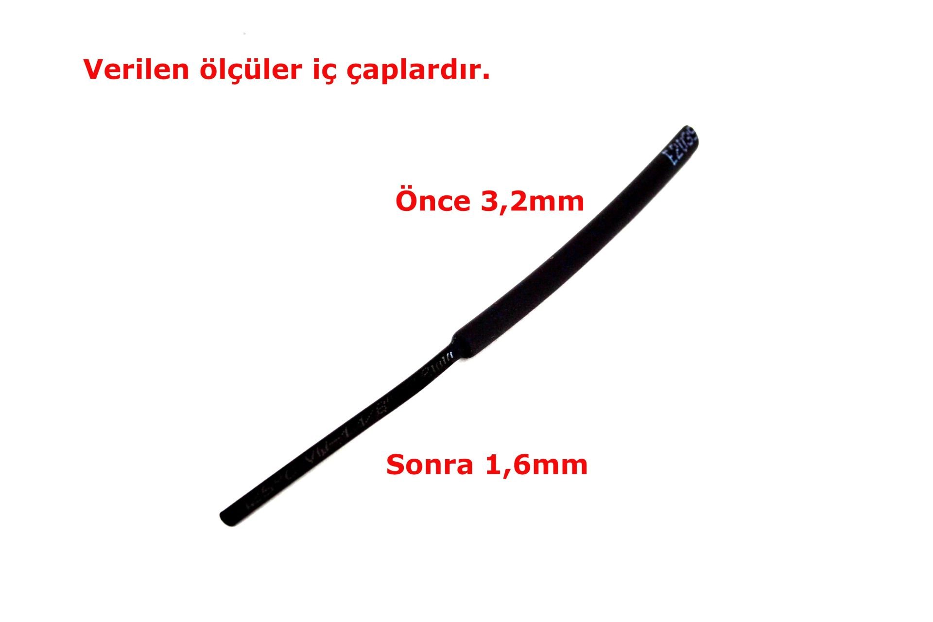 Picture of 3,2mm Siyah Isı İle Daralan Makaron Kablo Izolasyon