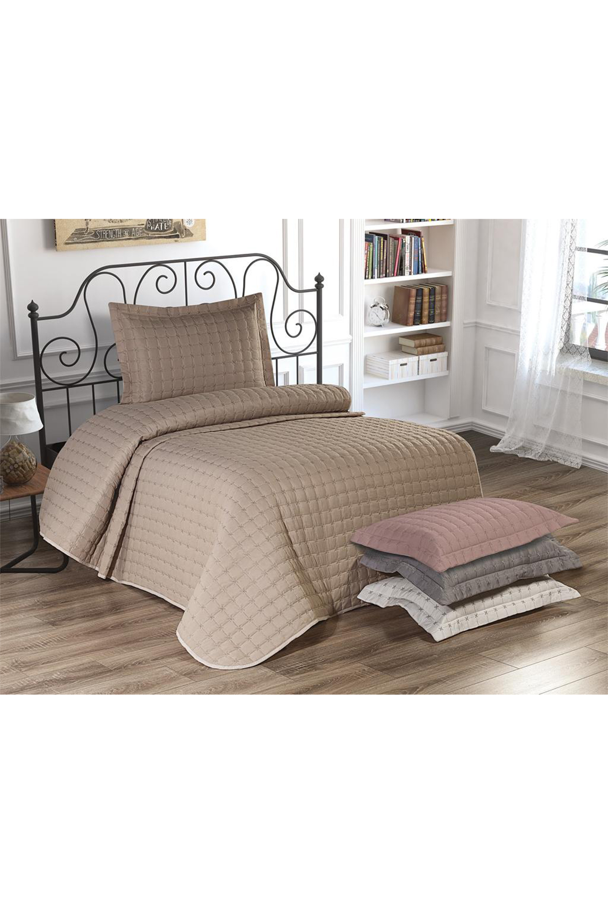 Picture of Meltem Tek Kişilik Yatak Örtüsü Cappucino