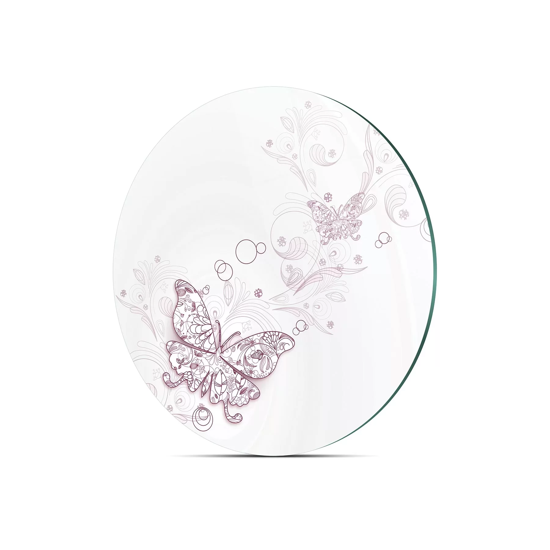 Picture of Decovetro Cam Kesme Tahtası ve Sunumluk Yuvarlak Vintage Kelebek Desenli 30x30 Cm
