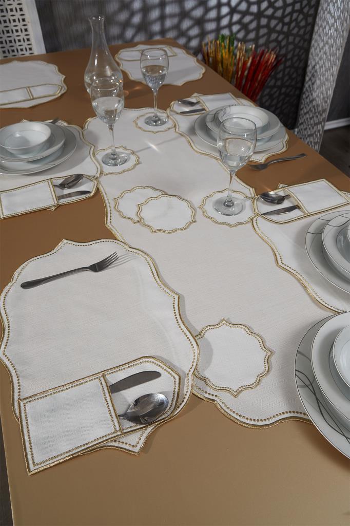 Picture of Damla Keten Nakışlı Amerikan Servis Takımı 19 Parça Gold