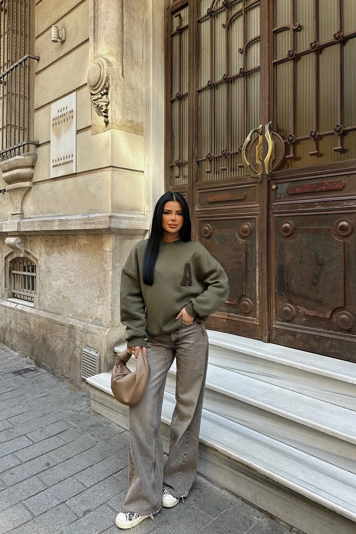 Picture of Khaki A Embroidered Sweat