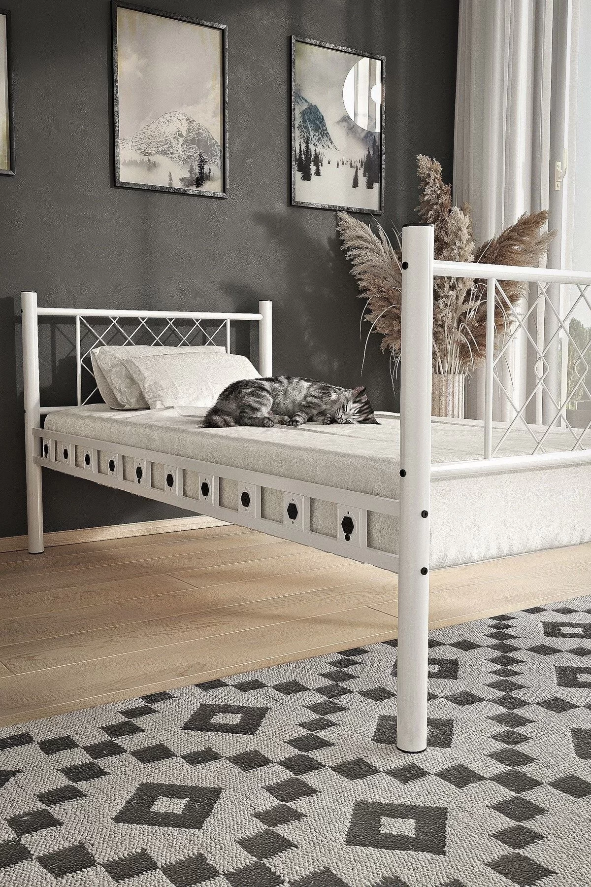 Picture of Metis Tek Kişilik Metal Karyola Beyaz