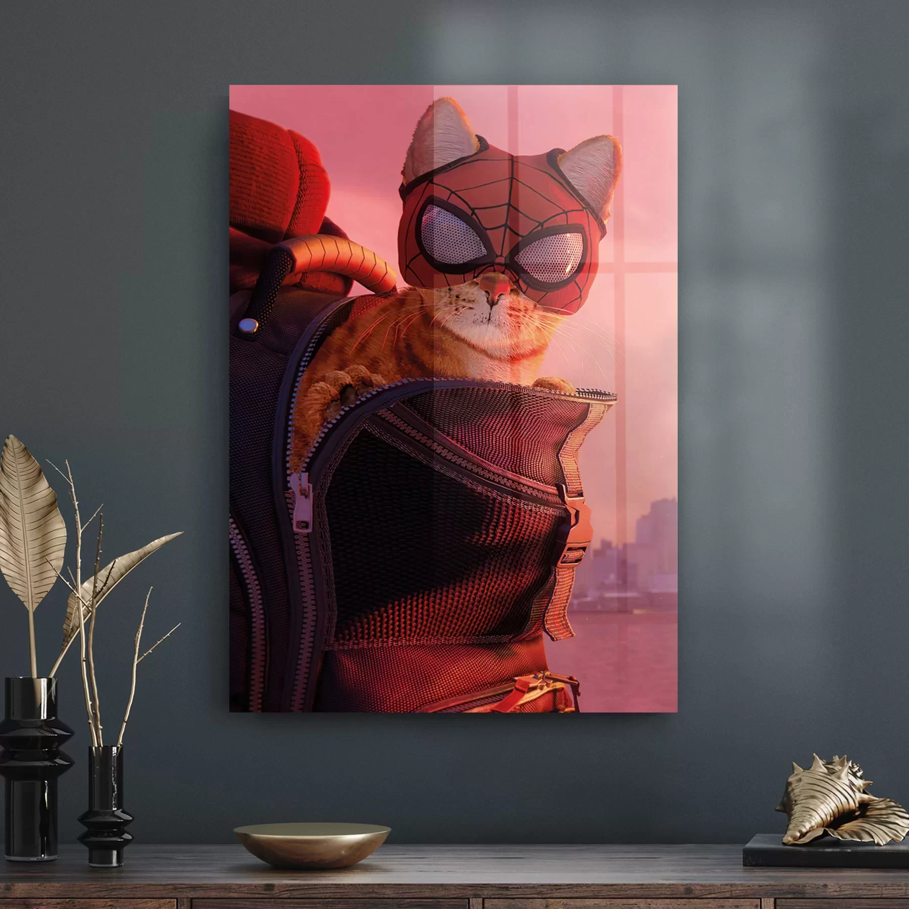 Picture of Decovetro Cam Tablo Örümcek Adam Kedi 30x40 cm