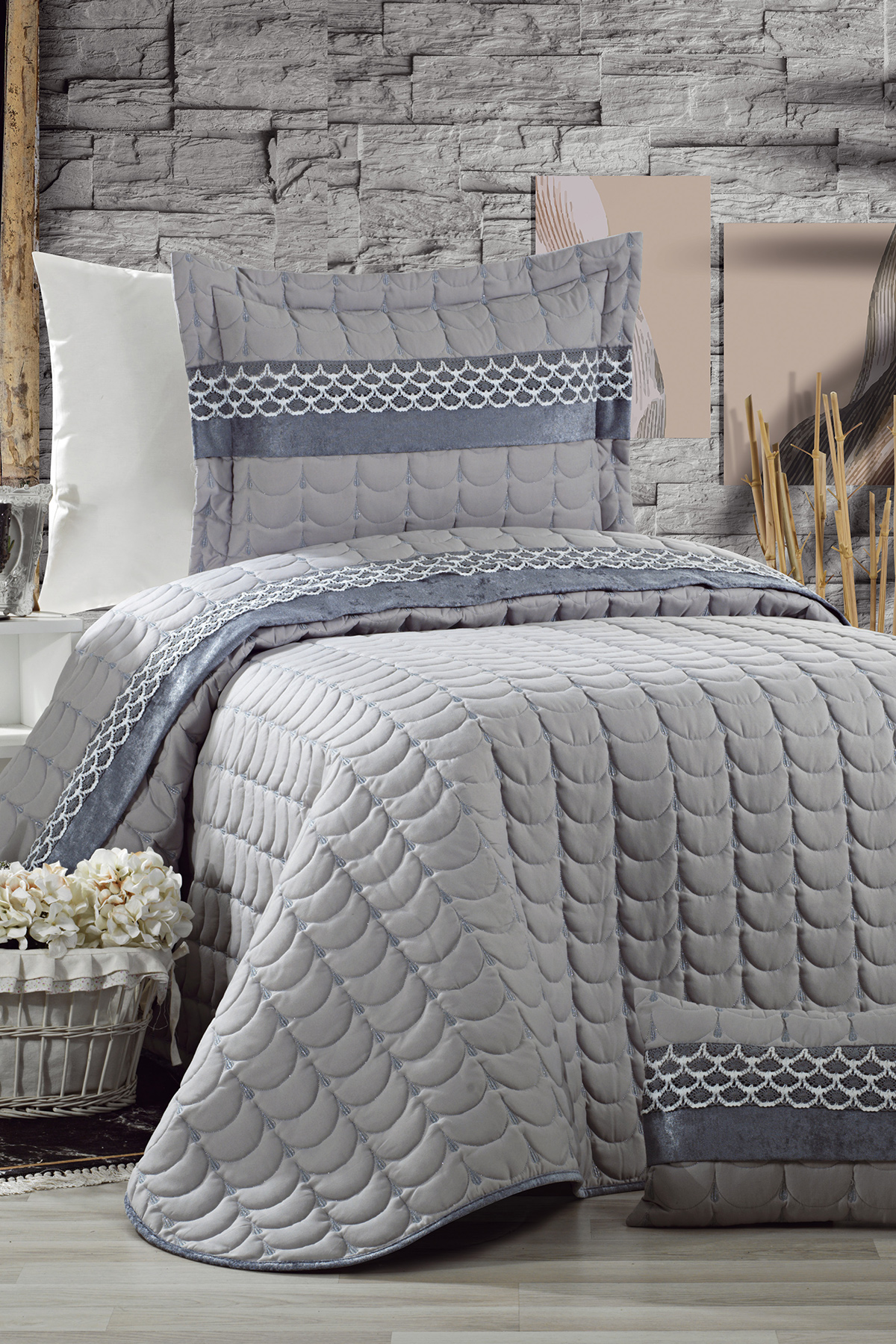 Picture of Colors Micro Tek Kişilik Yatak Örtüsü Gri