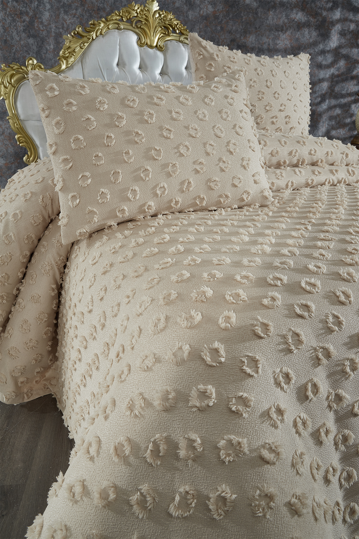 Picture of Çeyiz Diyarı Konik 3 Parça Çift Kişilik Pike Takımı Bej