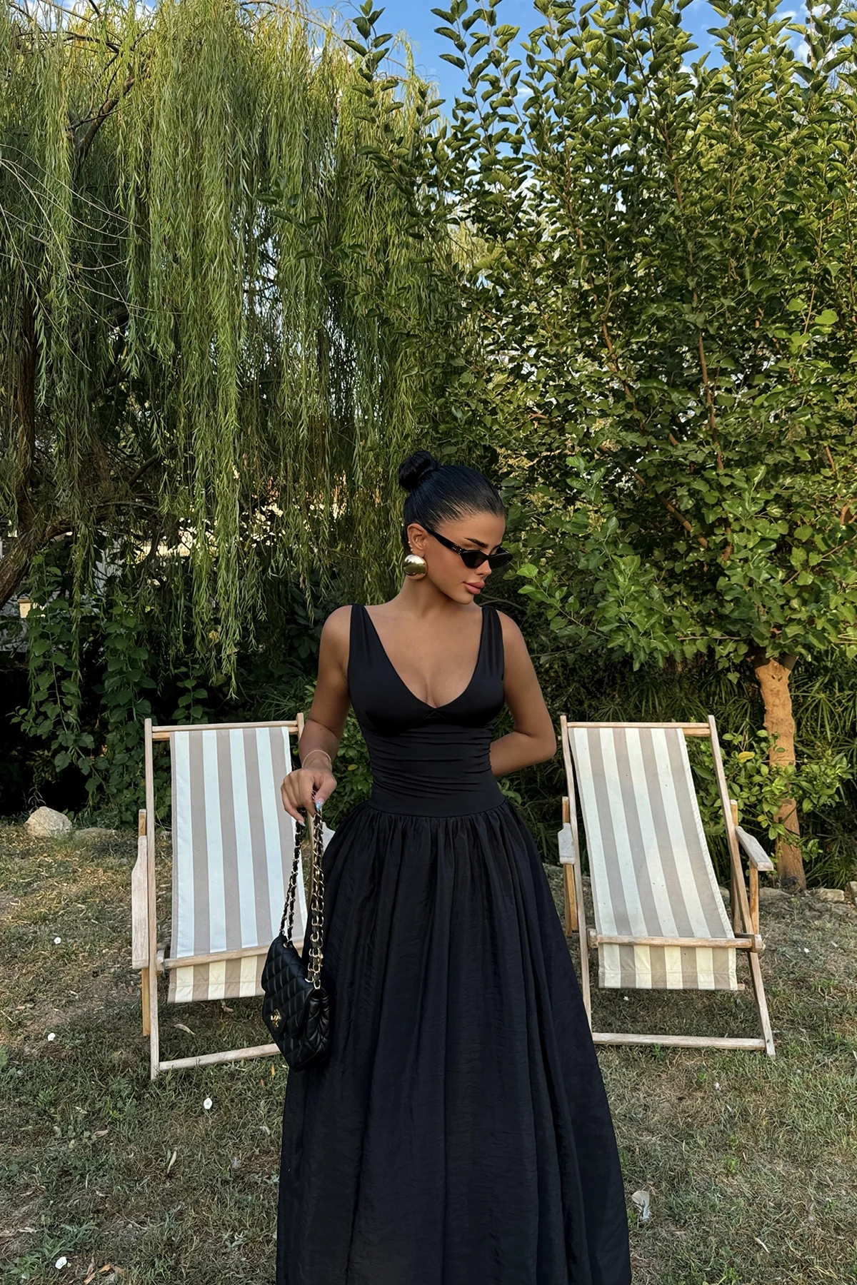 Picture of Black Amara Long Balloon Dress