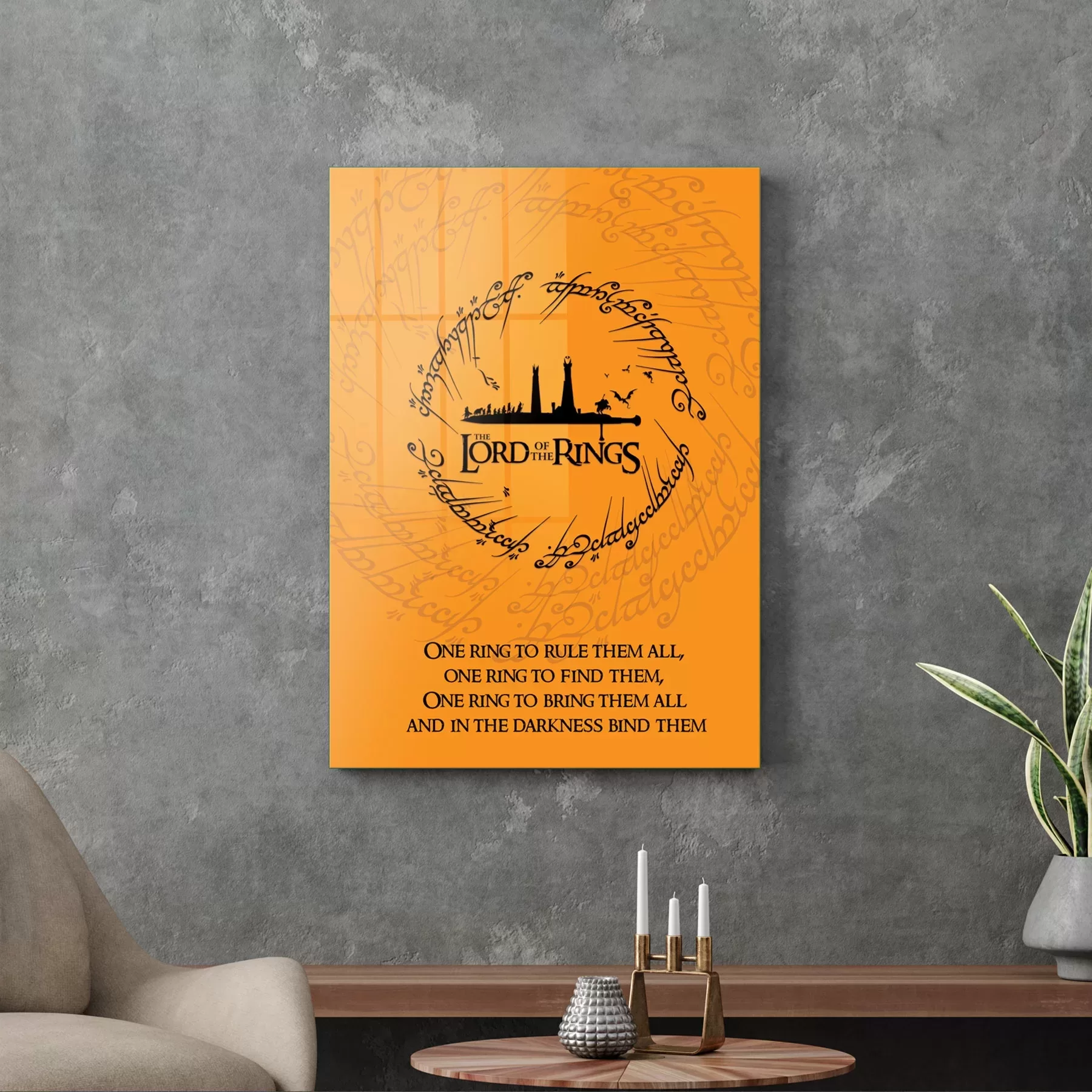 Picture of Decovetro Cam Tablo Yüzüklerin Efendisi One Ring 50x70 cm