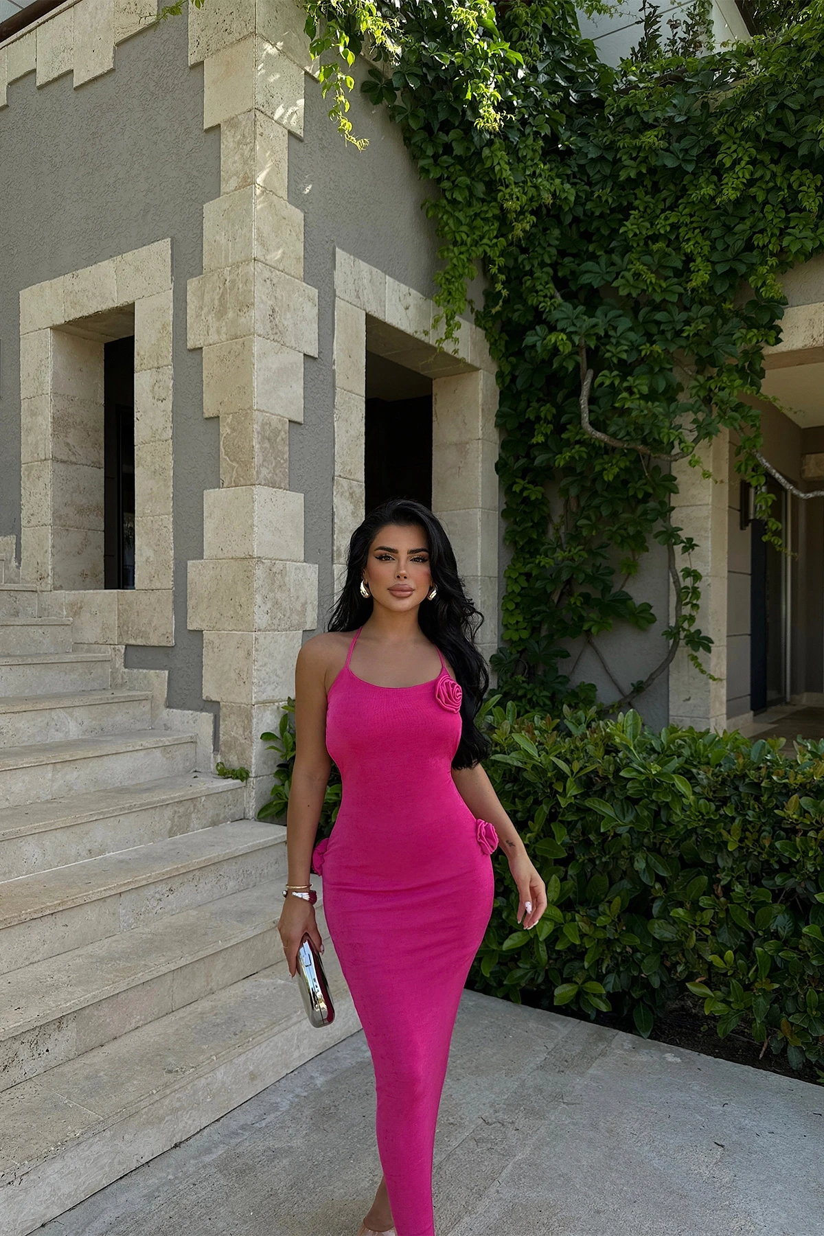 Picture of Fuchsia Glory Rose Dress with Rope Detail on the Back