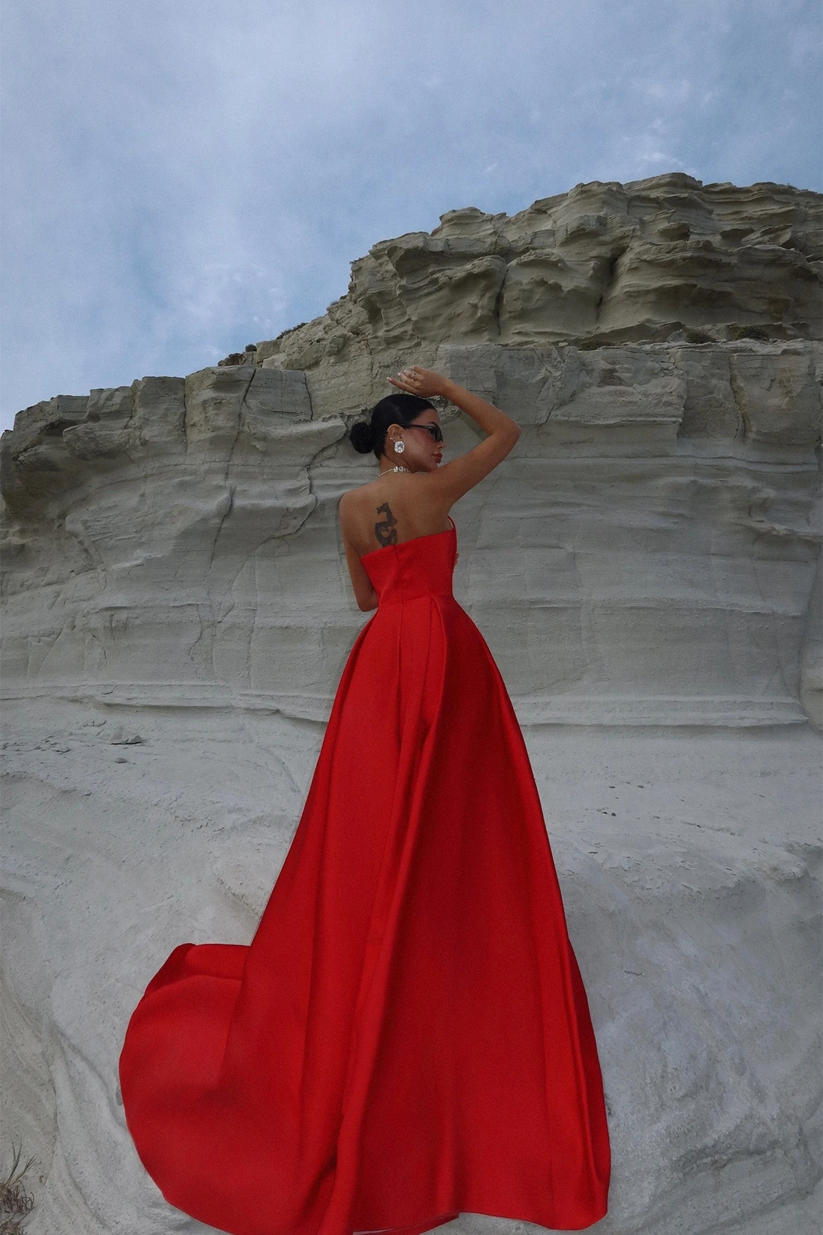 Picture of Red Strapless Long Evening Dress