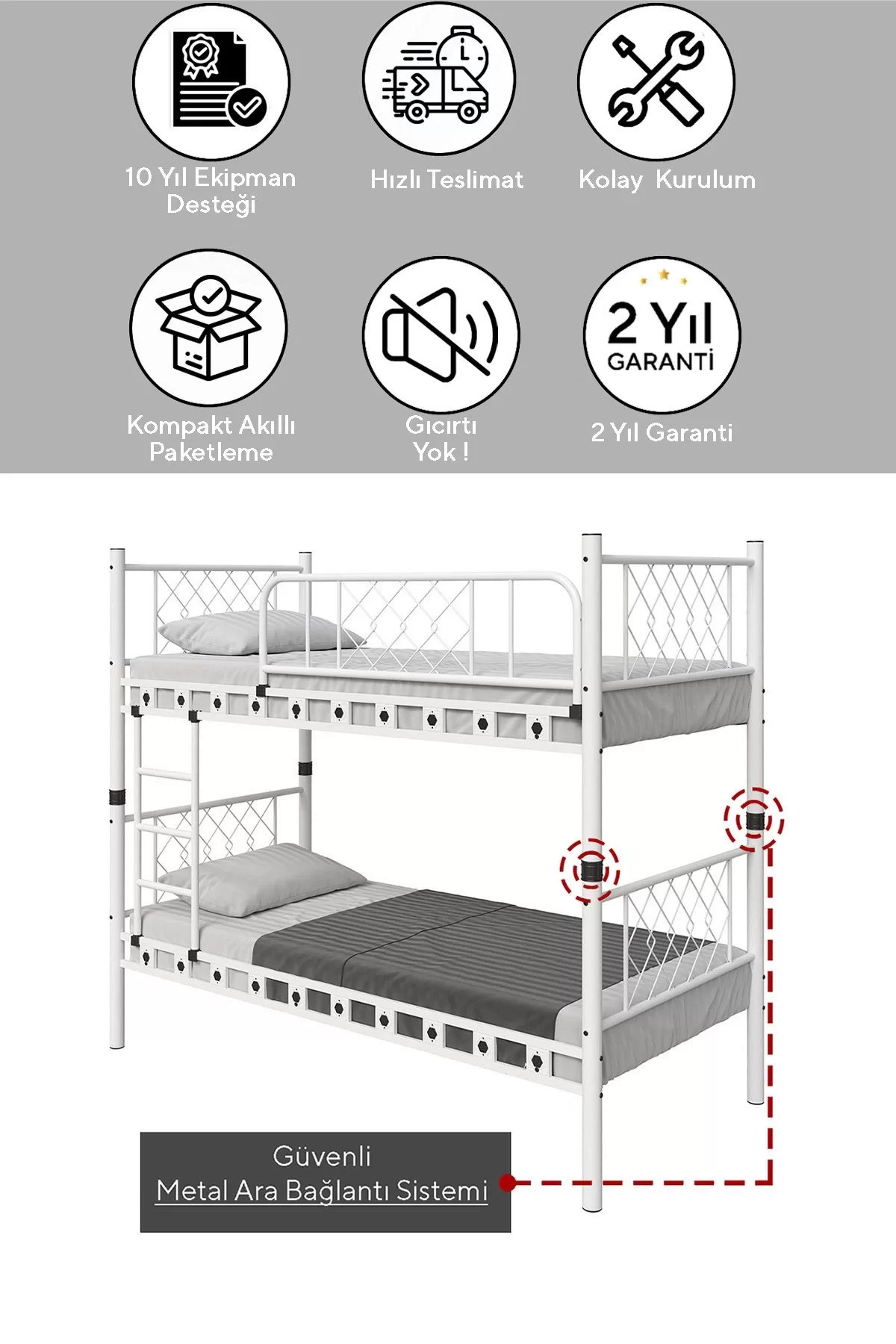 Picture of Yurt Genç Çocuk Odası Metal Ranza Ve Karyola 90x200