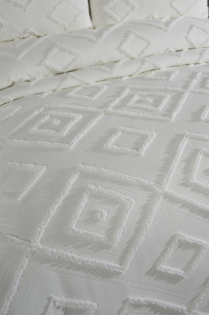 Picture of Çeyiz Diyarı Samira 3 Parça Çift Kişilik Pike Takımı Krem