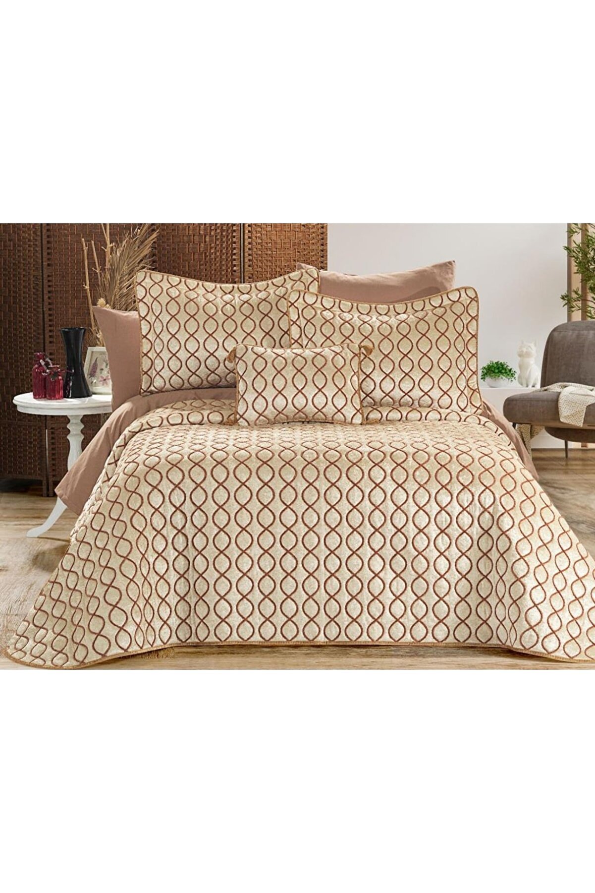 Picture of Brillance Çift Kişilik Yatak Örtüsü Taş