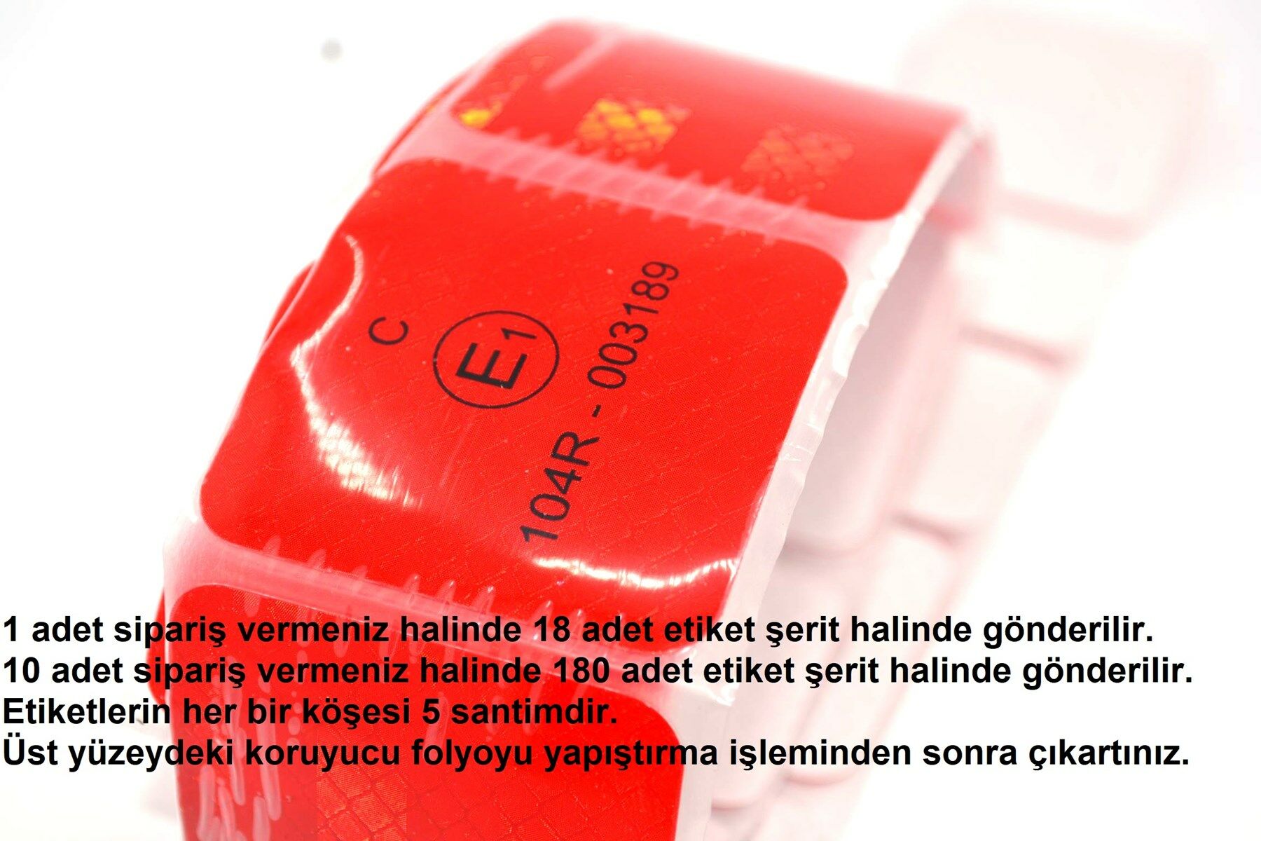 Picture of 18 Adet 5Cmx5Cm Kesikli Kırmızı Reflektif Bant Etiket