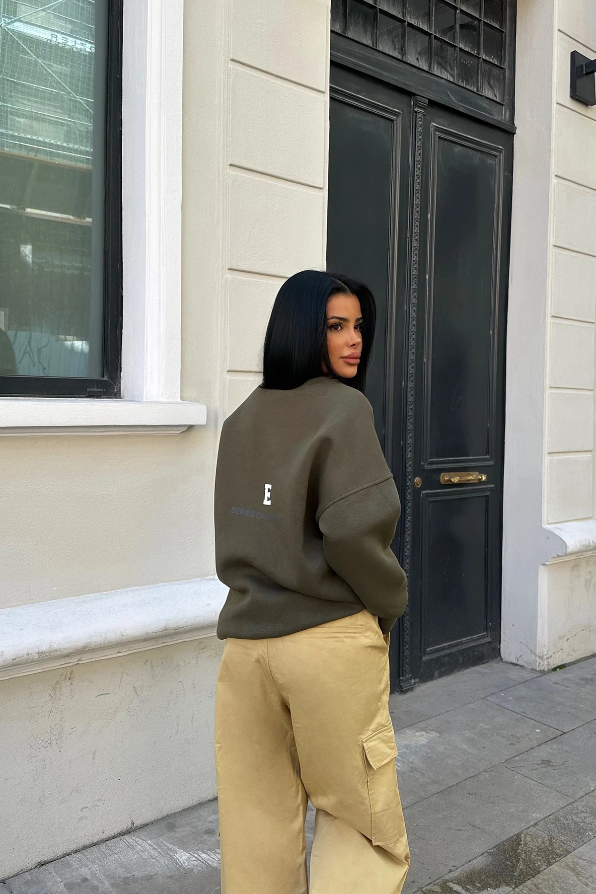 Picture of Khaki Oversize Back Printed Sweat