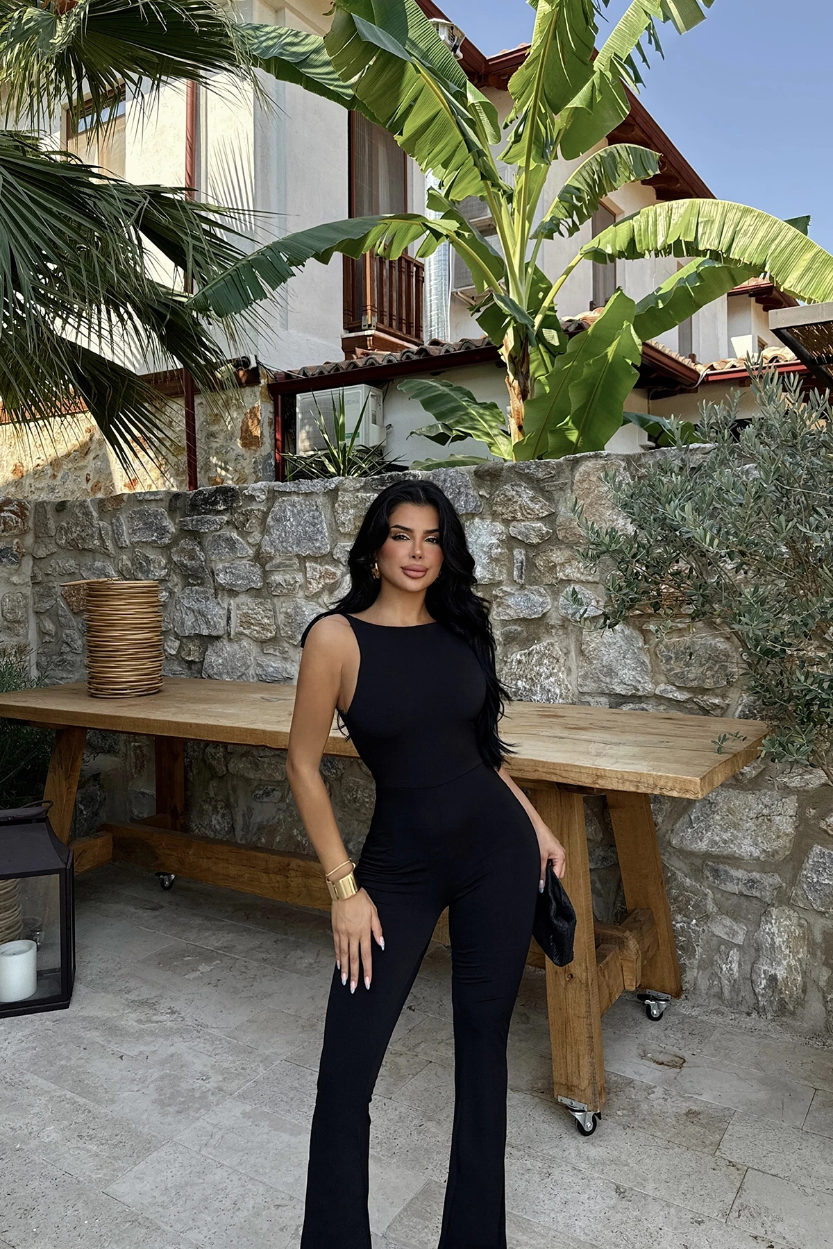 Picture of Black Adela Long Jumpsuit