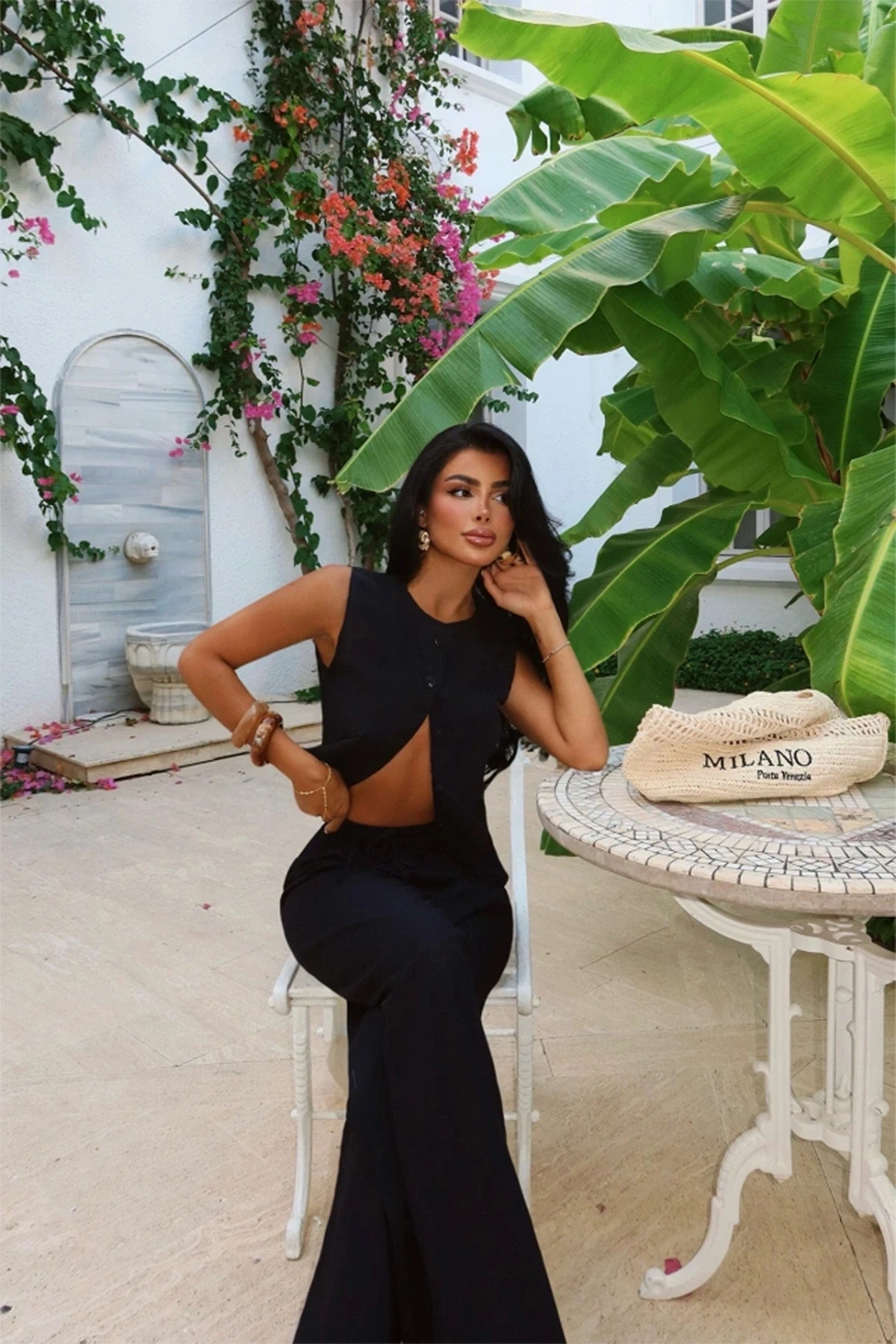 Picture of Black Button Detail Dress