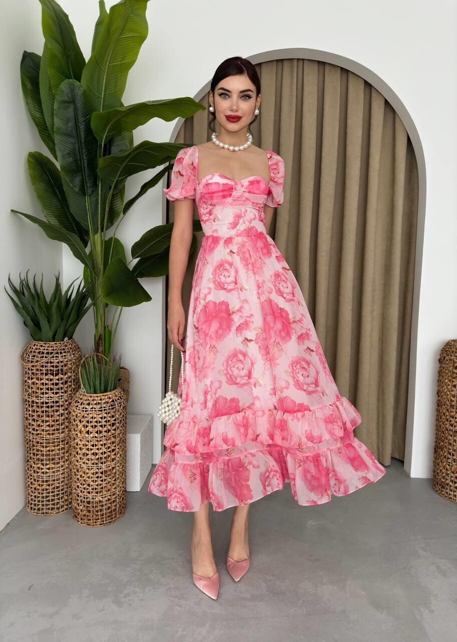 Picture of ŞİFON KUMAŞ DİJİTAL DESEN BASKILI ELBİSE