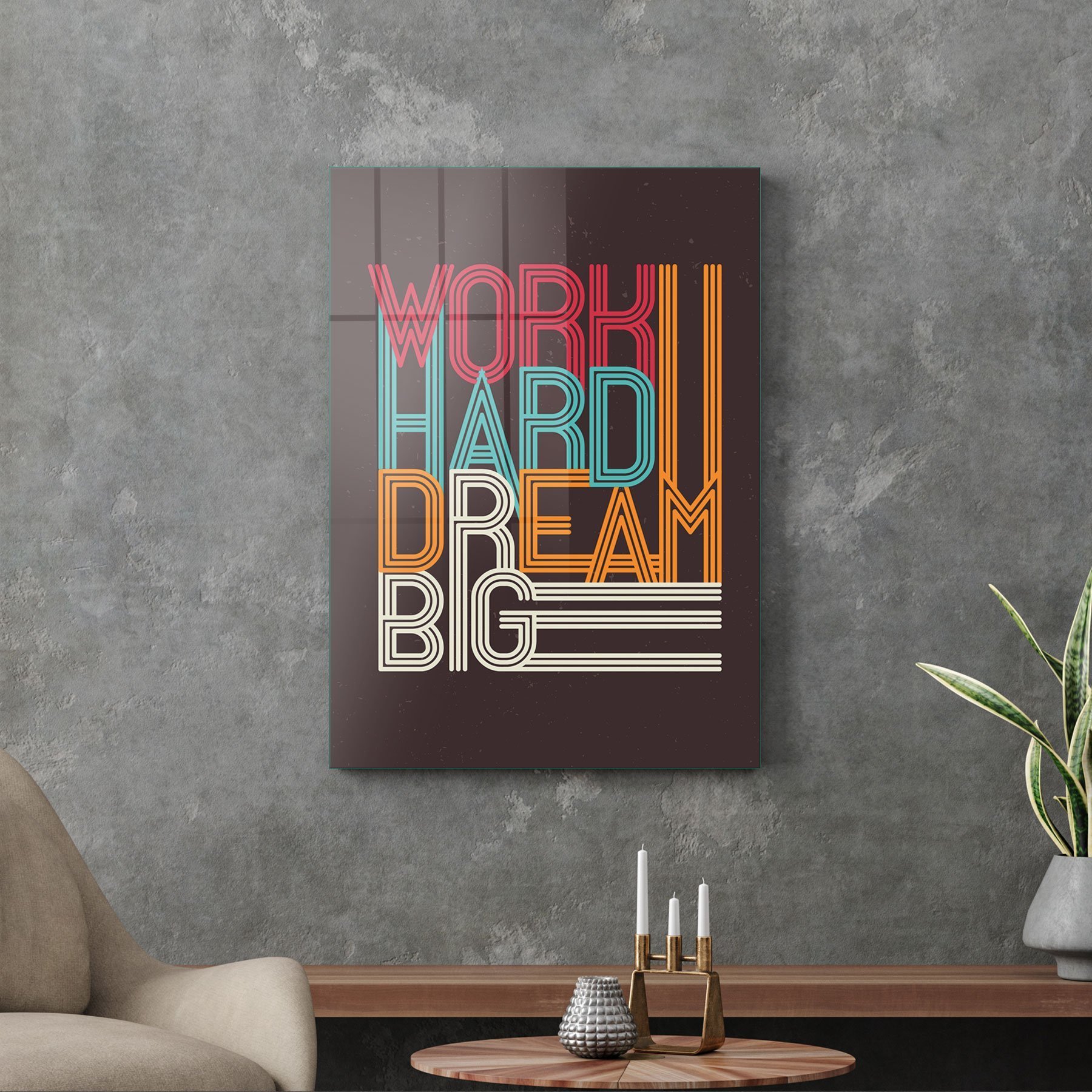 Picture of Decovetro Cam Tablo Work Hard Dream Big 50x70 cm