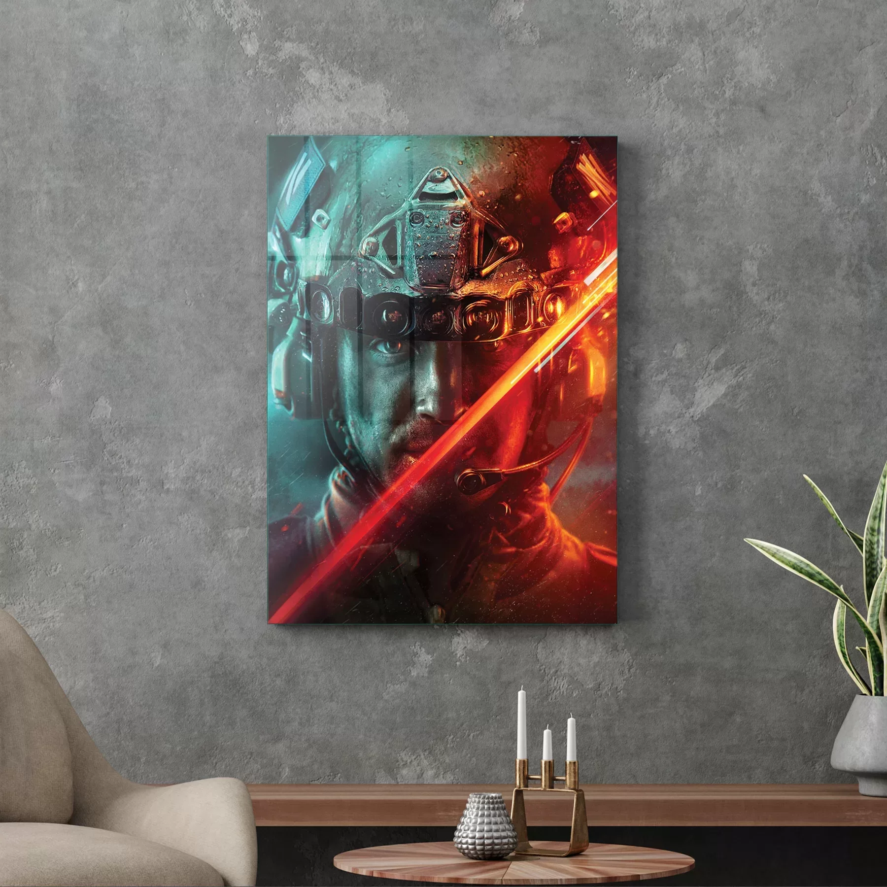 Picture of Decovetro Cam Tablo Battlefield Soldier Red 30x40 cm