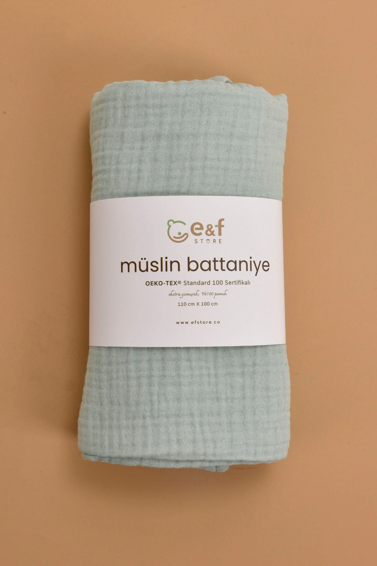 Picture of 4 Katlı Organik Müslin Bebek Battaniyesi - Mint Yeşili