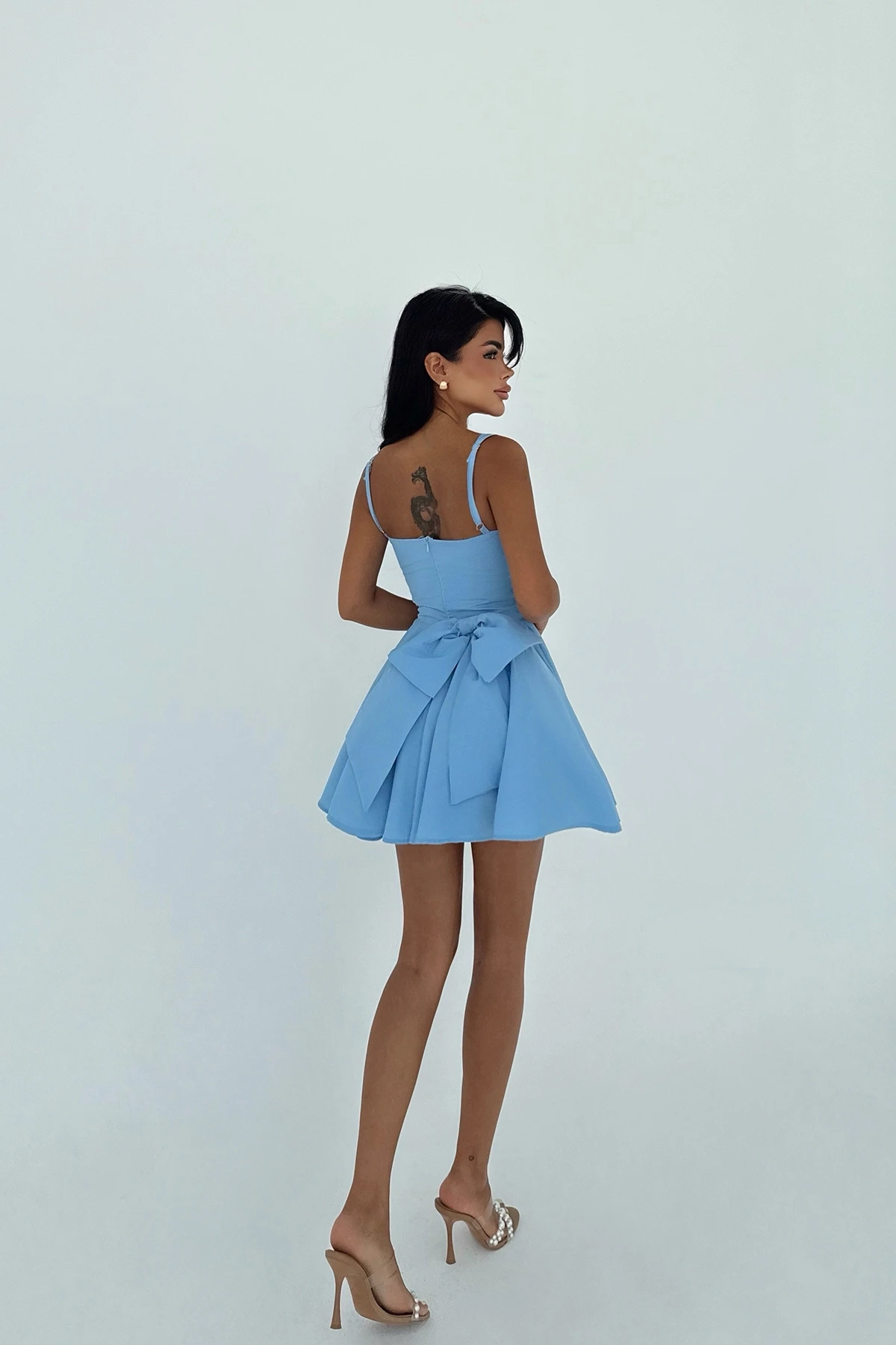 Picture of Blue Nolan Back Bow Detail Mini Dress