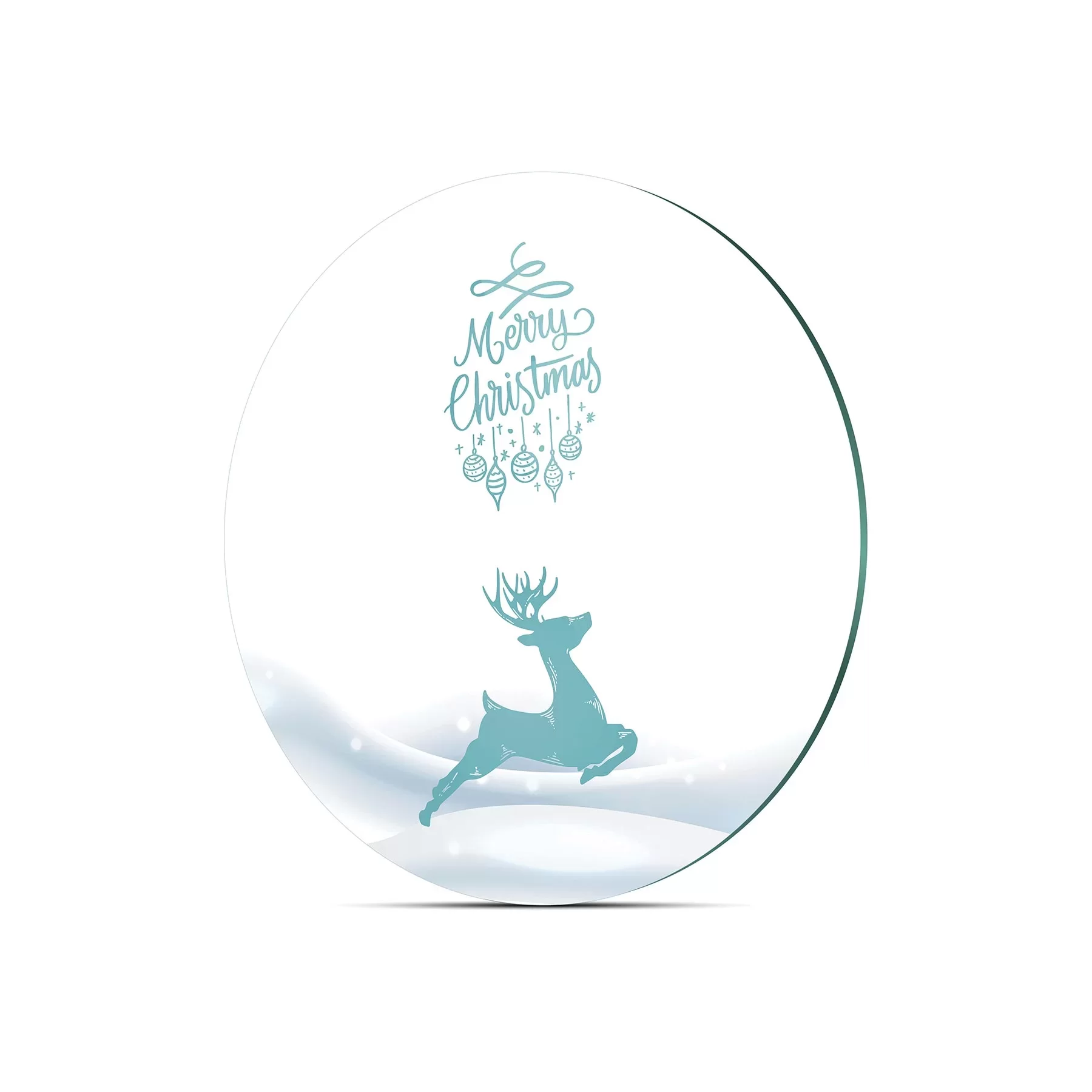 Picture of Decovetro Cam Kesme Tahtası ve Sunumluk Yuvarlak Yılbaşı Geyik Desenli 30x30 Cm