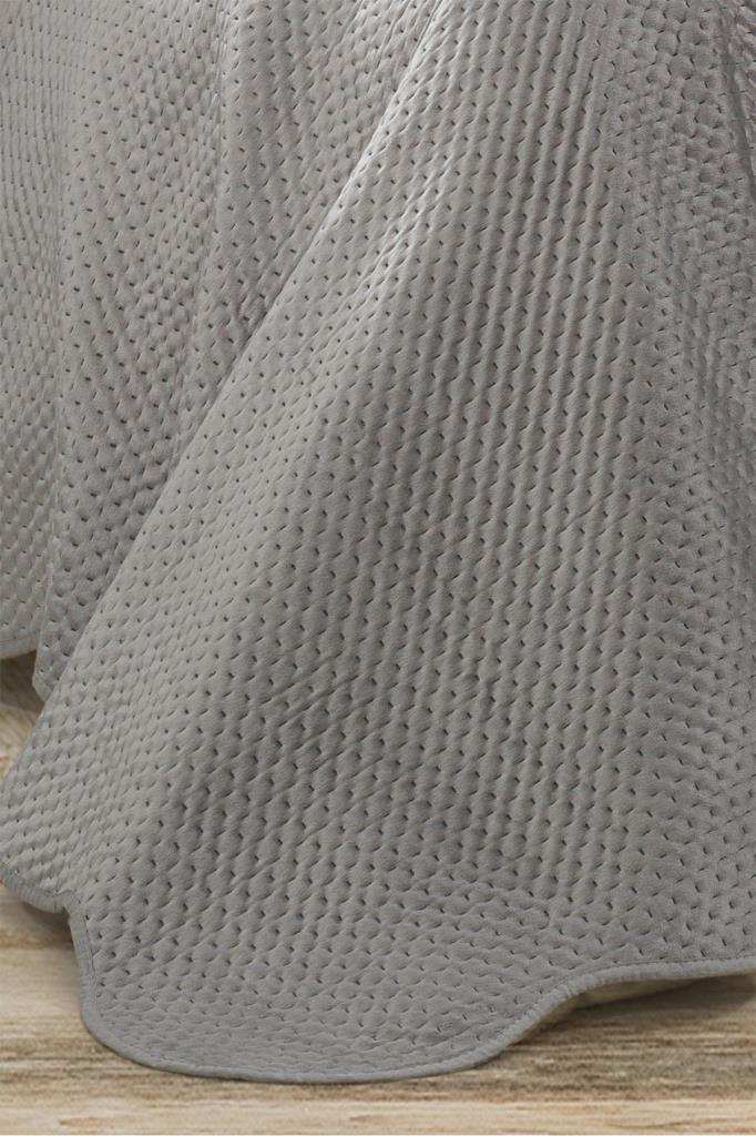 Picture of Askana Çift Kişilik Lüks Kadife Yatak Örtüsü Gri