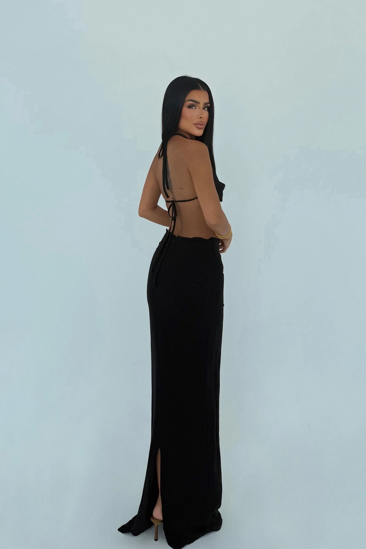 Picture of Black Tied Skirt Suit