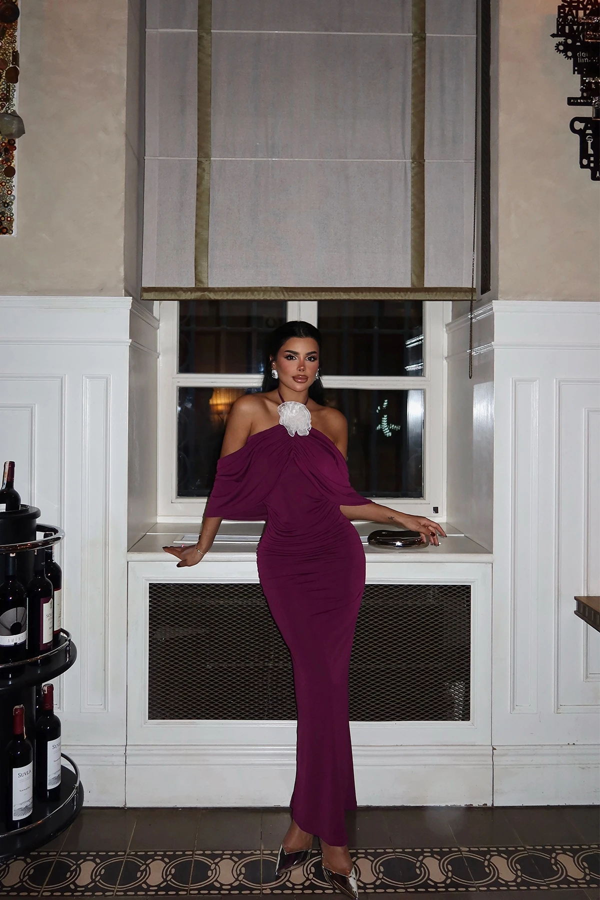 Picture of Purple Rose Detail Long Dress