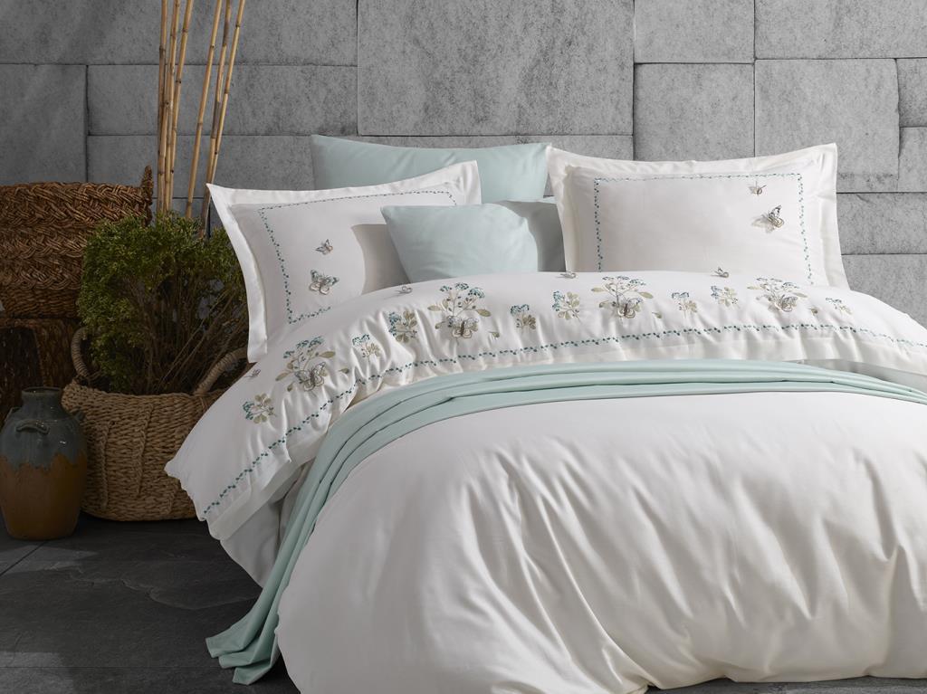 Picture of Artiva Nakışlı %100 Pamuk Saten Çift Kişilik Nevresim Takımı Ekru