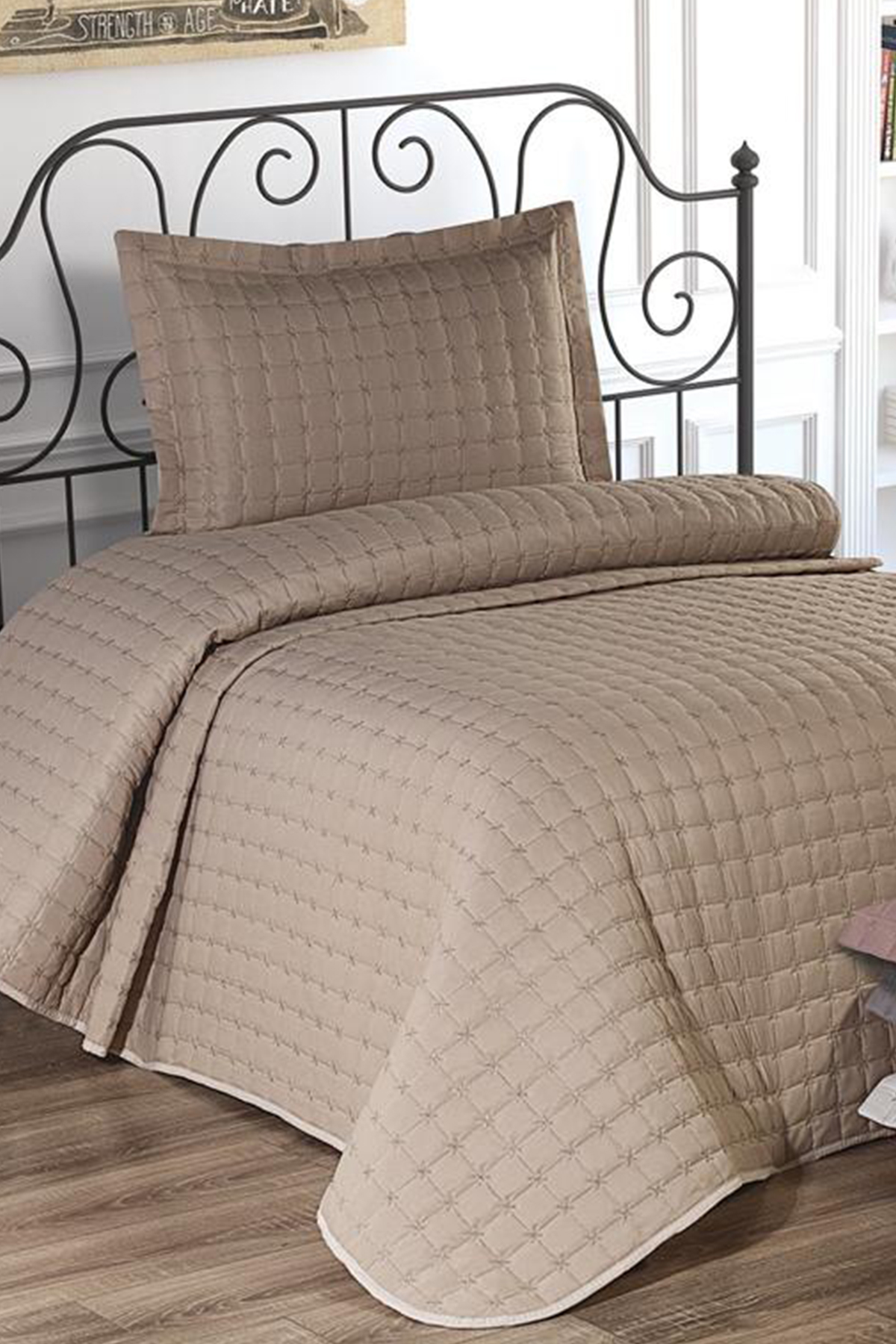 Picture of Meltem Tek Kişilik Yatak Örtüsü Cappucino