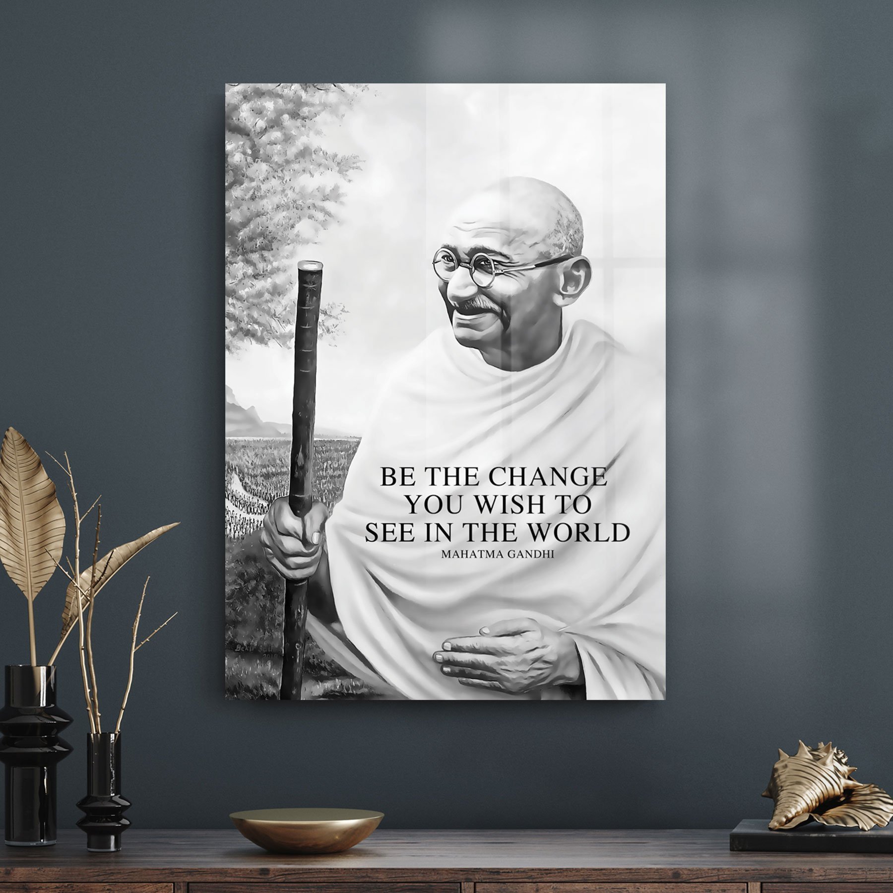 Picture of Decovetro Cam Tablo Mahatma Gandhi 30x40 cm