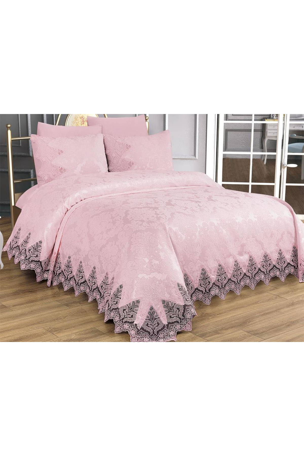 Picture of Çeyiz Diyarı Ivory Çift Kişilik Pike Takımı Pudra