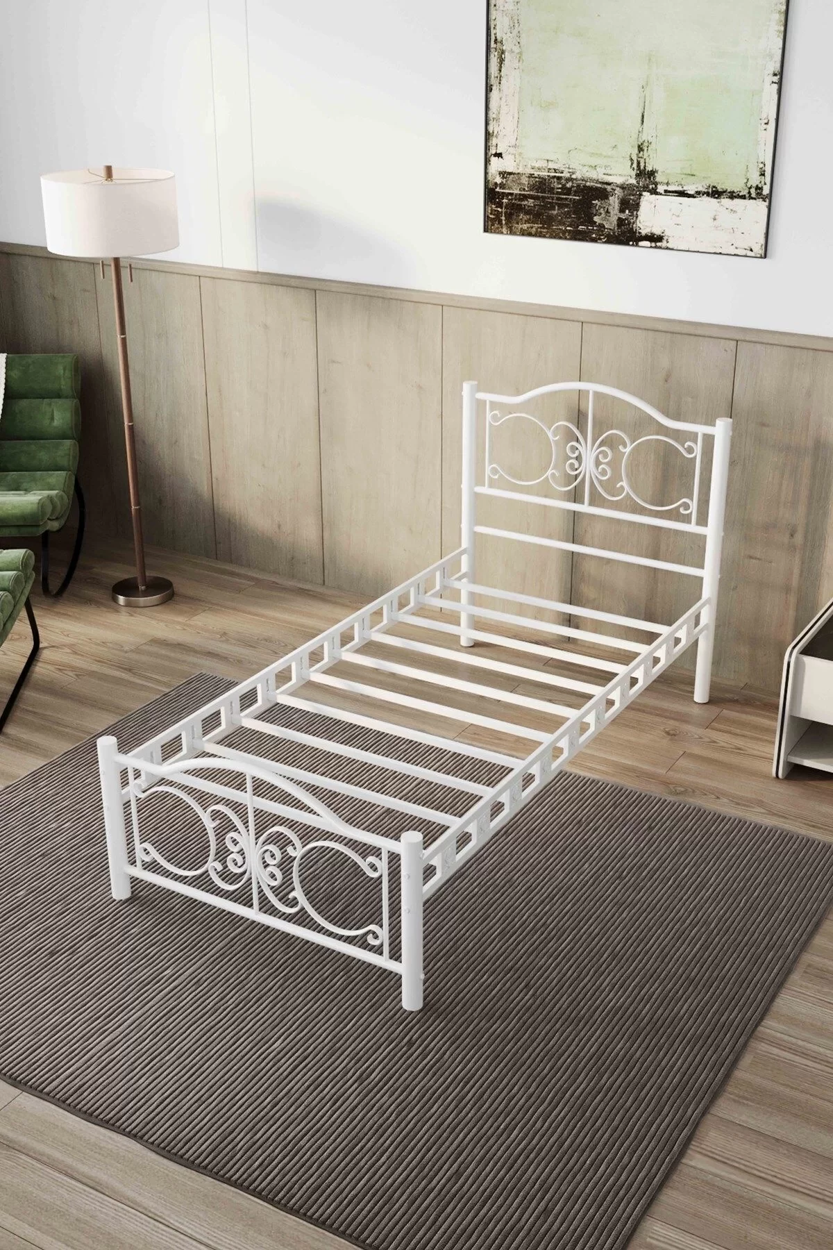 Picture of Pero Tek Kişilik Ferforje Metal Karyola Beyaz