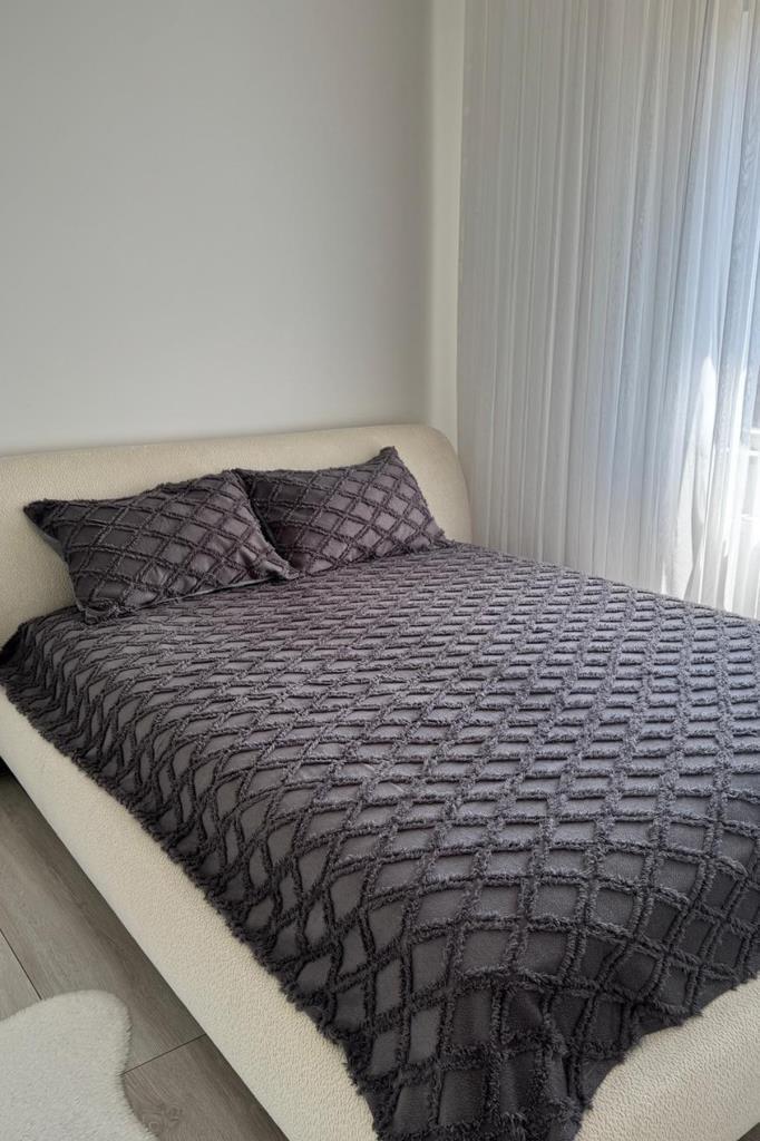 Picture of Çeyiz Diyarı Vesya 2 Parça Tek Kişilik Pike Takımı Antrasit