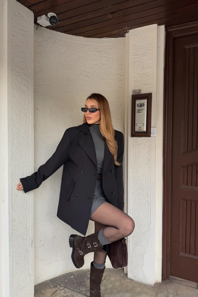 Picture of Black Alessandro Short Trench Coat