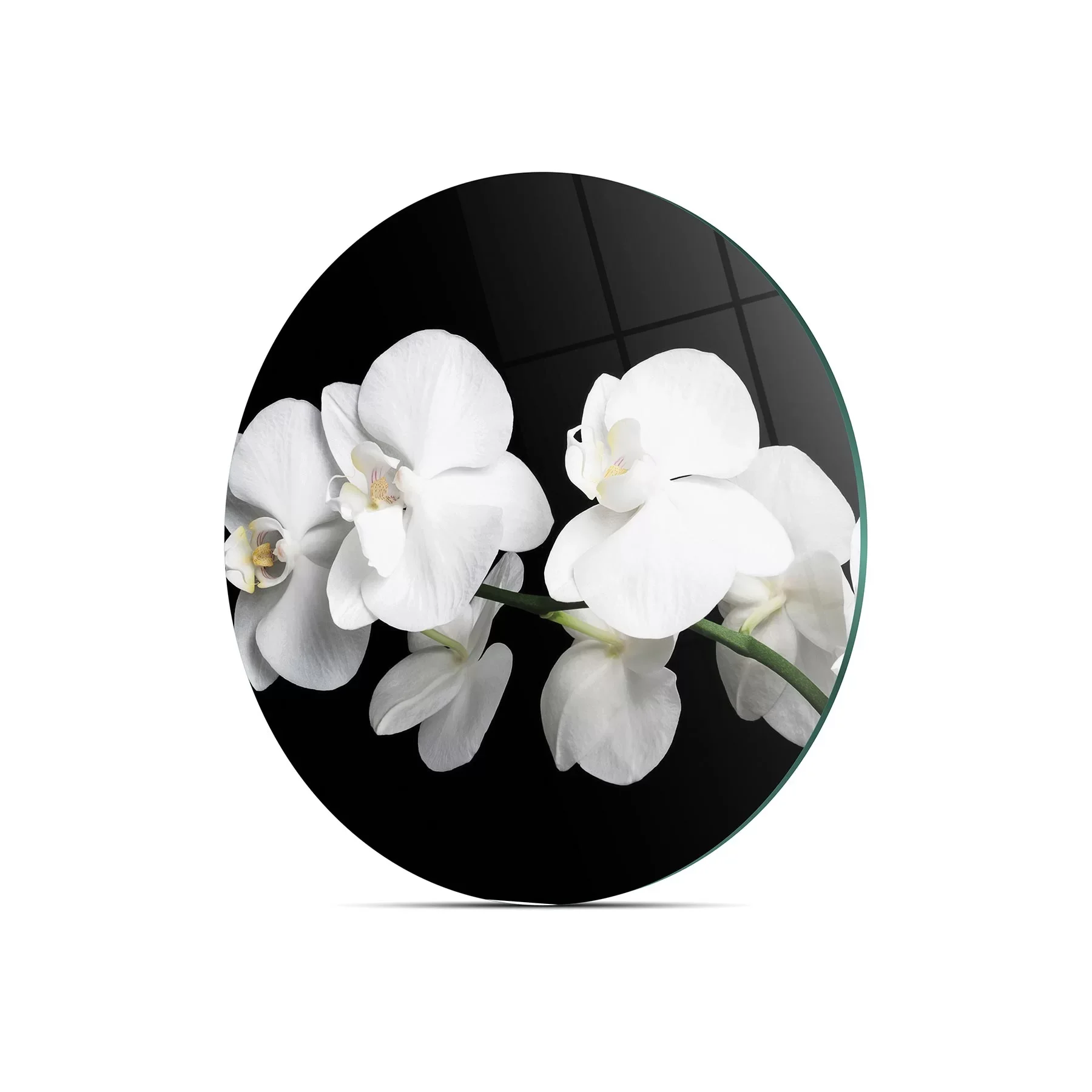 Picture of Decovetro Cam Kesme Tahtası ve Sunumluk Yuvarlak Orkide Desenli 30x30 Cm