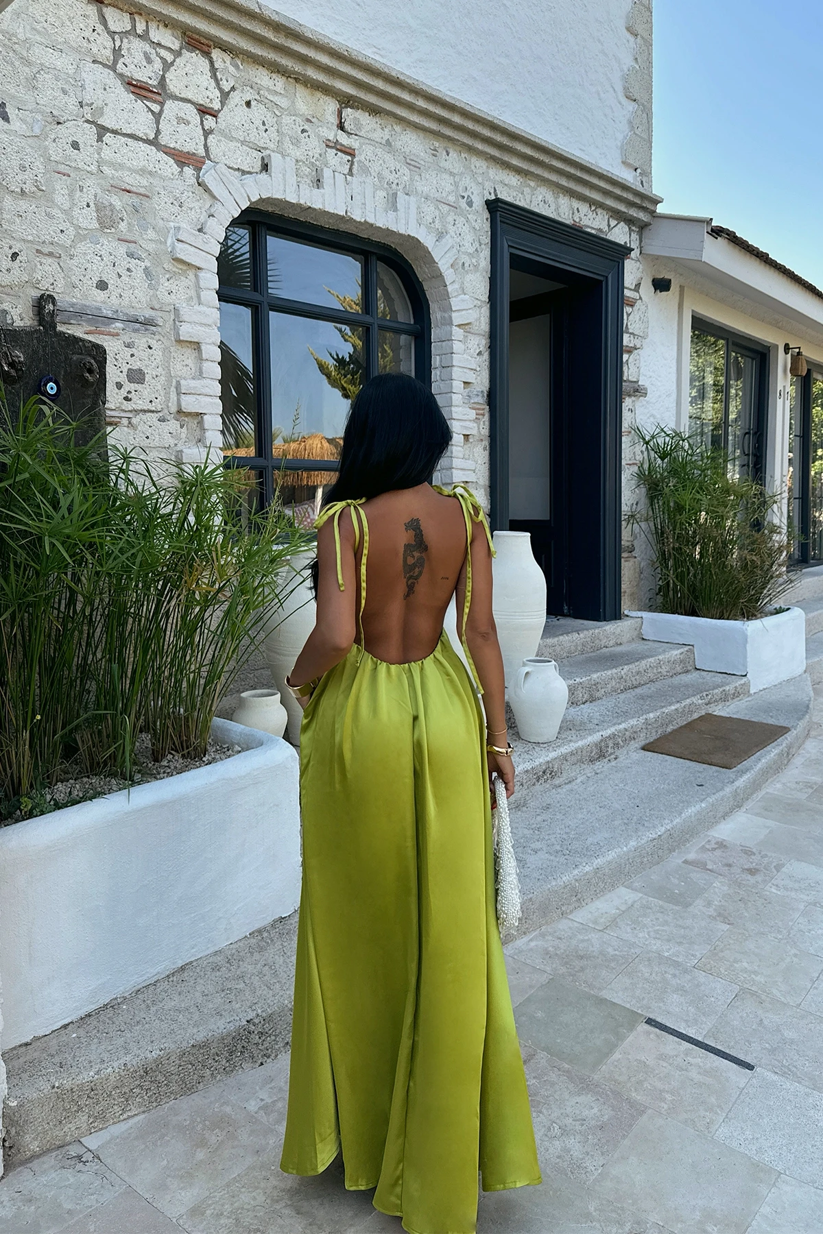 Picture of Green Anais Low-cut Back Dress