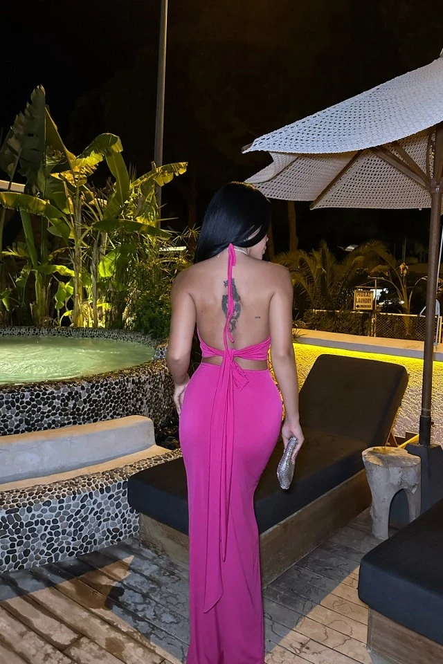 Picture of Fuchsia Pearl Detail Dress