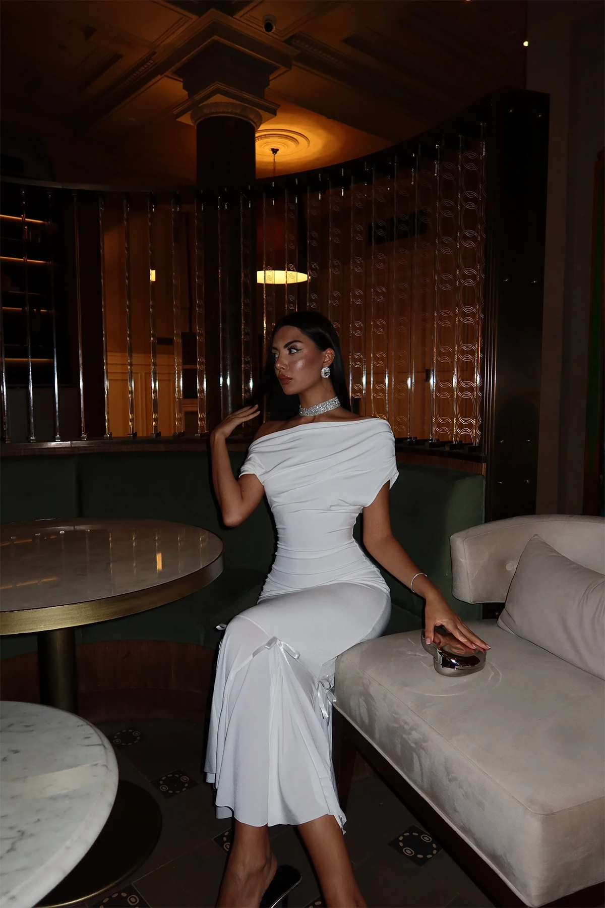 Picture of White Basic Ruffle Detail Dress