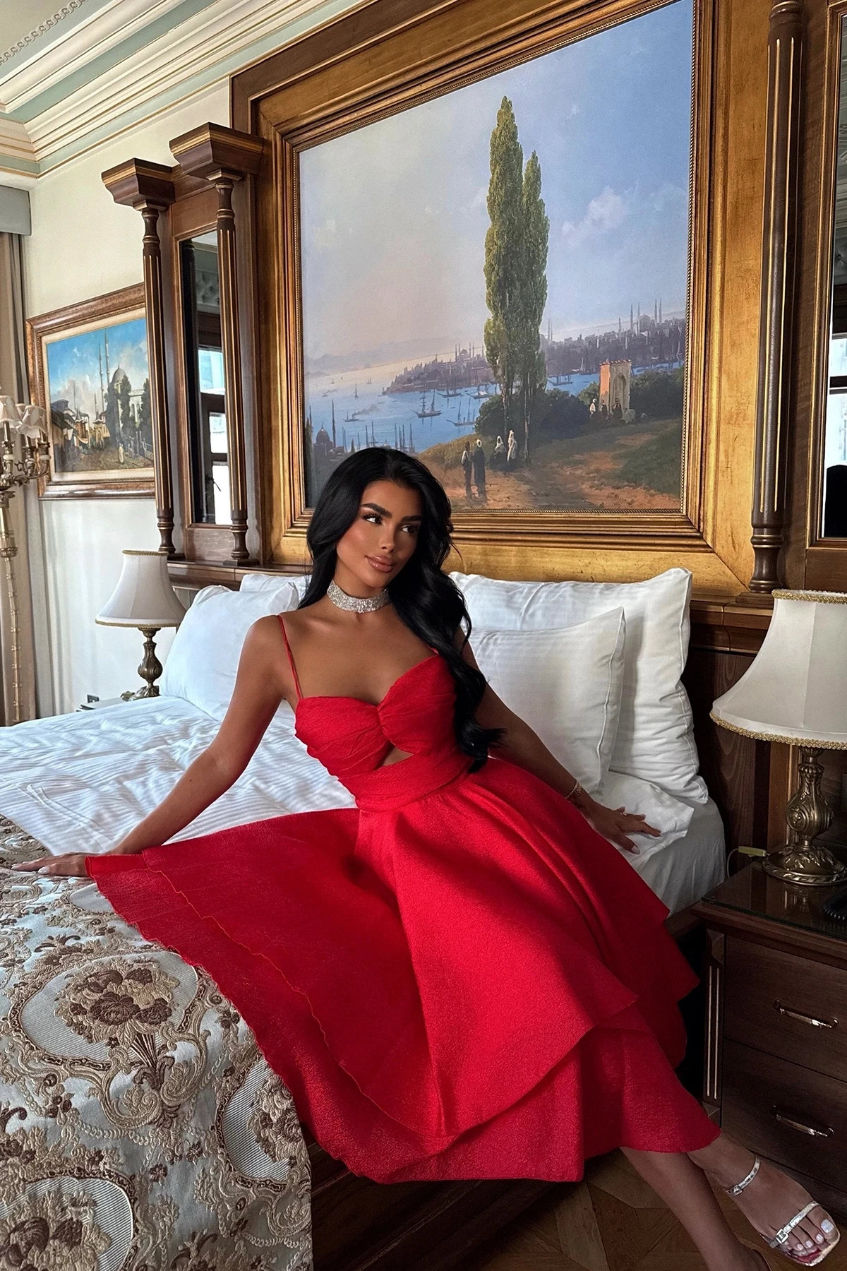 Picture of Red Window Detail Mini Dress