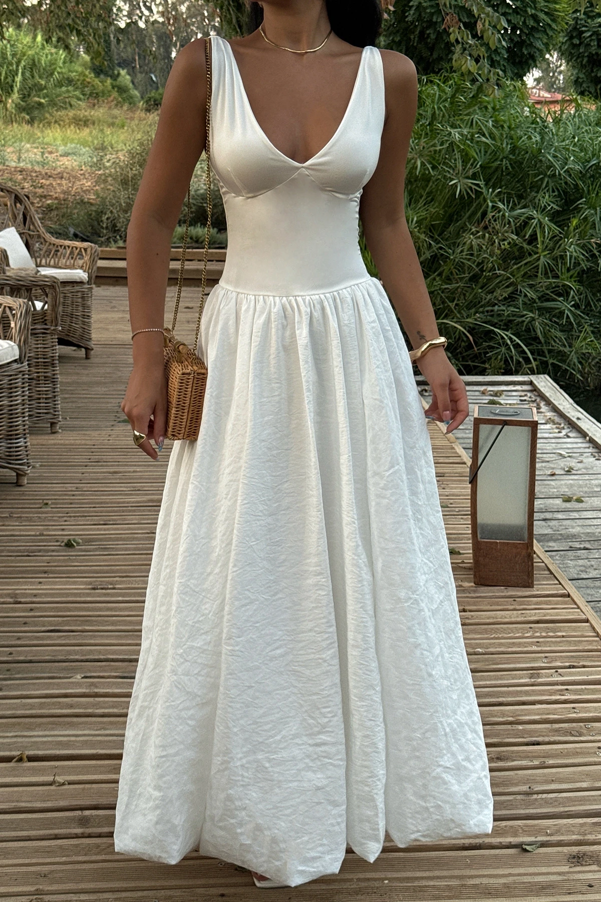 Picture of White Amara Long Balloon Dress